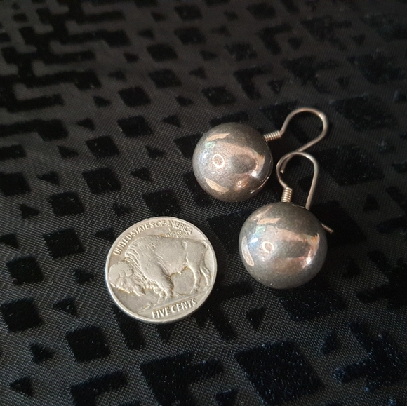 Vintage Sterling Silver Baoding Ball Earrings - Picture 4 of 5